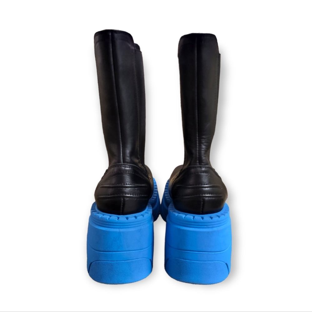 TOPSHOP Haiti Chunky Heel Platform Chelsea Boots in Black and Blue 7 - Picture 7 of 9